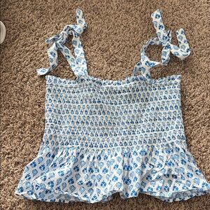 J. Crew Blue and White Floral Blouse